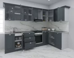 Set bucatarie colt MDF Square, 300x140 cm, antracit