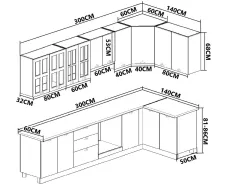 Seturi complete bucatarie - Set bucatarie colt MDF Square, 300x140 cm, fag, olint.ro
