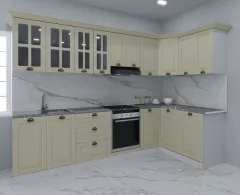 Set bucatarie colt MDF Square, 300x140 cm, fag