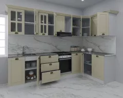 Set bucatarie colt MDF Square, 300x140 cm, fag