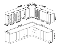 Seturi complete bucatarie - Set bucatarie colt MDF Square, 300x250 cm, antracit, olint.ro