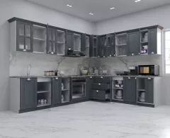 Set bucatarie colt MDF Square, 300x250 cm, antracit