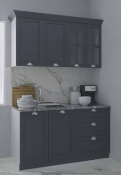 Set bucatarie MDF Square 01, 140 cm, antracit