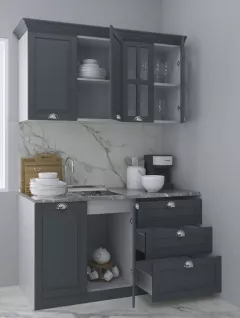 Set bucatarie MDF Square 01, 140 cm, antracit