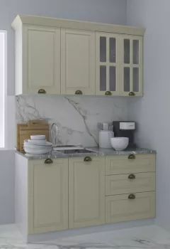 Set bucatarie MDF Square 01, 140 cm, fag rustic