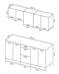 Seturi complete bucatarie - Set bucatarie MDF Square 01, 160 cm, antracit, olint.ro