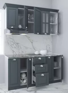 Set bucatarie MDF Square 01, 160 cm, antracit