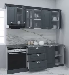 Set bucatarie MDF Square 01, 200 cm, antracit