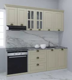 Set bucatarie MDF Square 01, 200 cm, sertare, fag rustic