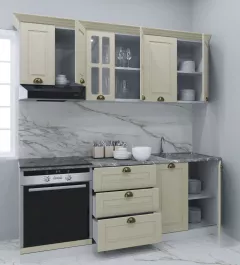 Set bucatarie MDF Square 01, 200 cm, sertare, fag rustic