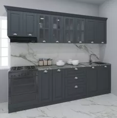 Set bucatarie MDF Square 01, 260 cm, antracit