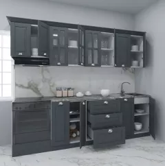 Set bucatarie MDF Square 01, 260 cm, antracit