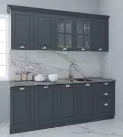 Set bucatarie MDF Square 02, 200 cm, antracit