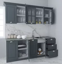 Set bucatarie MDF Square 02, 200 cm, antracit