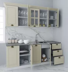 Set bucatarie MDF Square 02, 200 cm, fag