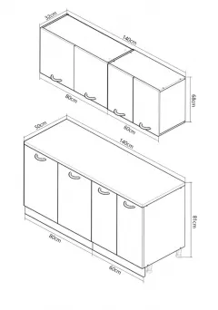 Seturi complete bucatarie - Set bucatarie MDF Square, 140 cm, alb rustic, olint.ro