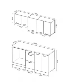Seturi complete bucatarie - Set bucatarie MDF Square, 160 cm, fag, olint.ro