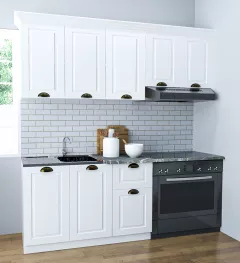 Set bucatarie MDF Square, 180 cm, alb rustic