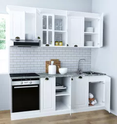 Set bucatarie MDF Square, 200 cm, alb rustic