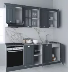 Seturi complete bucatarie - Set bucatarie MDF Square, 200 cm, antracit, olint.ro