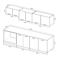 Seturi complete bucatarie - Set bucatarie MDF Square, 200 cm, fag rustic, olint.ro
