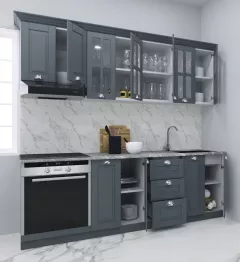 Seturi complete bucatarie - Set bucatarie MDF Square, 220 cm, antracit, olint.ro