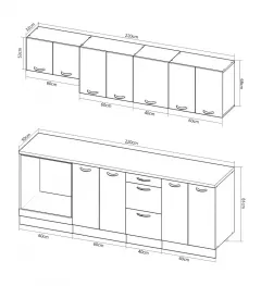 Seturi complete bucatarie - Set bucatarie MDF Square, 220 cm, fag rustic, olint.ro