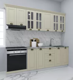 Set bucatarie MDF Square, 220 cm, fag rustic