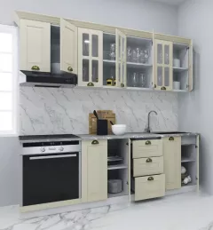 Set bucatarie MDF Square, 220 cm, fag rustic