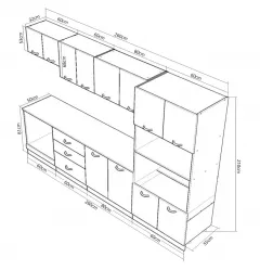 Seturi complete bucatarie - Set bucatarie MDF Square, 260 cm, antracit, olint.ro