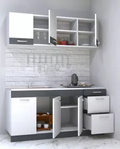 Set bucatarie PAL Sarona 01, 160 cm, alb/antracit