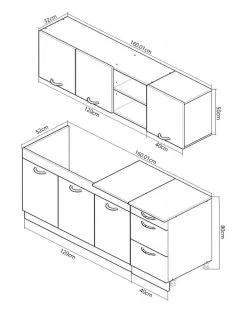 Seturi complete bucatarie - Set bucatarie PAL Sarona 01, 160.01 cm, sonoma/antracit, olint.ro