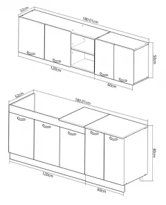 Seturi complete bucatarie - Set bucatarie PAL Sarona 01, 180 cm, sonoma/antracit, olint.ro