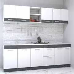 Set bucatarie PAL Sarona 01, 220 cm, alb/antracit