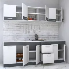 Set bucatarie PAL Sarona 01, 220 cm, alb/antracit