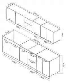 Seturi complete bucatarie - Set bucatarie PAL Sarona 01, 220 cm, sonoma/antracit, olint.ro