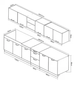 Seturi complete bucatarie - Set bucatarie PAL Sarona 01, 240 cm,antracit, olint.ro