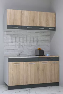 Seturi complete bucatarie - Set bucatarie PAL Sarona 02, 140 cm, sonoma/antracit, olint.ro