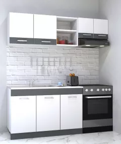 Seturi complete bucatarie - Set bucatarie PAL Sarona 02, 180 cm, alb/antracit, olint.ro