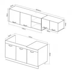 Seturi complete bucatarie - Set bucatarie PAL Sarona 02, 180 cm, sonoma/antracit, olint.ro