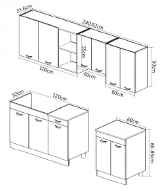 Seturi complete bucatarie - Set bucatarie PAL Sarona 02, 240 cm, corp hota, sonoma/antracit, olint.ro