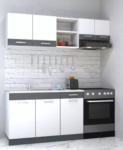 Set bucatarie PAL Sarona 03, 180 cm, alb/antracit