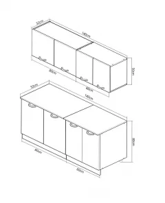 Set bucatarie PAL Sarona, 140 cm, alb/antracit
