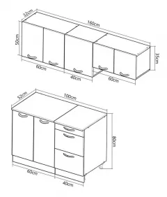 Seturi complete bucatarie - Set bucatarie PAL Sarona, 160 cm, corp hota, alb/antracit, olint.ro