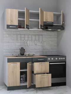 Set bucatarie PAL Sarona, 160 cm, corp hota, sonoma/antracit