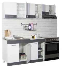 Seturi complete bucatarie - Set bucatarie PAL Sarona, 200 cm, corp hota, alb/antracit, olint.ro