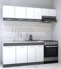 Set bucatarie PAL Sarona, 200 cm, corp hota, alb/antracit