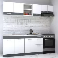 Set bucatarie PAL Sarona, 220 cm, corp hota, alb/antracit