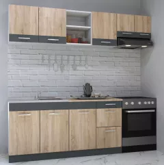 Set bucatarie PAL Sarona, 220 cm, corp hota, sonoma/antracit