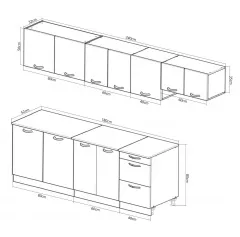 Seturi complete bucatarie - Set bucatarie PAL Sarona 240 cm, corp hota, sonoma/antracit, olint.ro